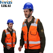 Светоотражающий жилет безопасности с карманами Рабочая одежда куртка мужская Карго рабочий жилет много карманов логотип печать