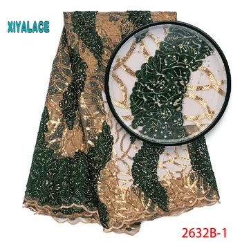 

Luxury African Lace Fabric High Quality French Organza Lace Fabric 2019 New Arrival Sequins Lace Fabrics For Wedding YA2632B-1