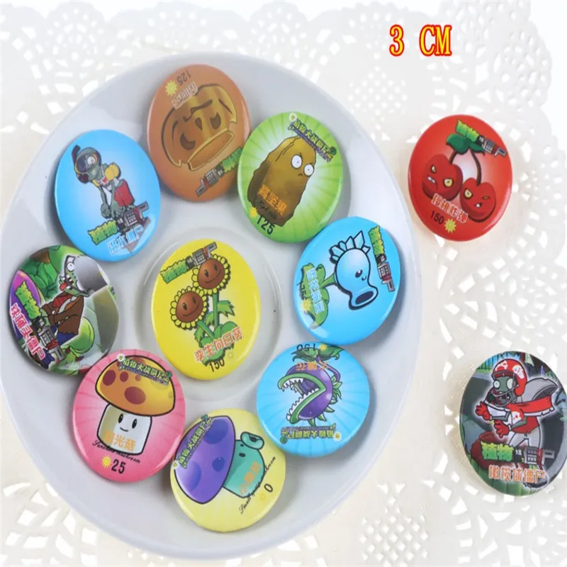11PCS-3cm-Children-Cartoon-Plants-vs-Zombies-Badges-Cartoon-Brooch-Button-Badge-Kids-Party-Gift-Prize