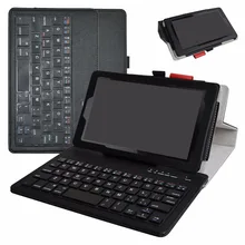 Removable Bluetooth Keyboard Tablet Case For 7″ All-New Fire 7 (7th Gen, 2017 Release) / Fire 7 2015 Folding Stand Cover