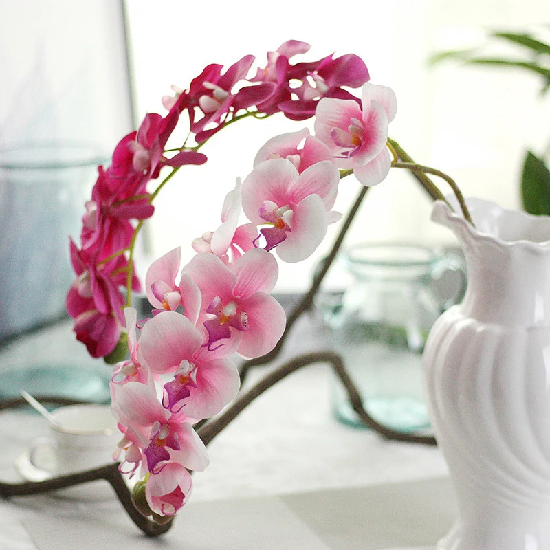 Christmas New Fashion Orchids Artificial flowers High quality Wedding flowers Phalaenopsis Silk flwoers for Wedding Decoration