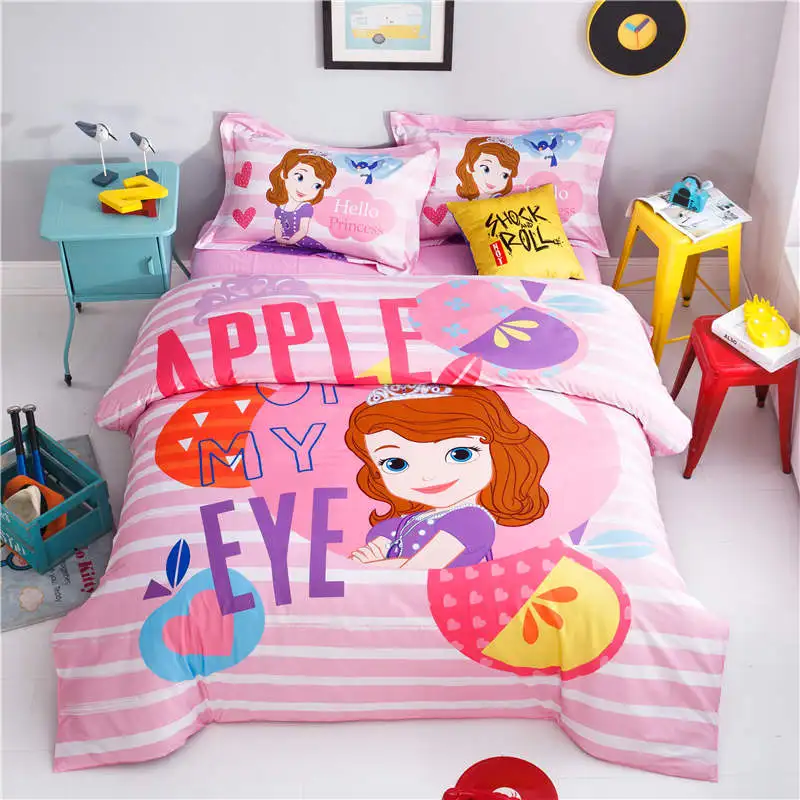 

disney apple and sophia bedspread single twin full queen size comforter soft cotton duvet cover set girl printed homeroom decor