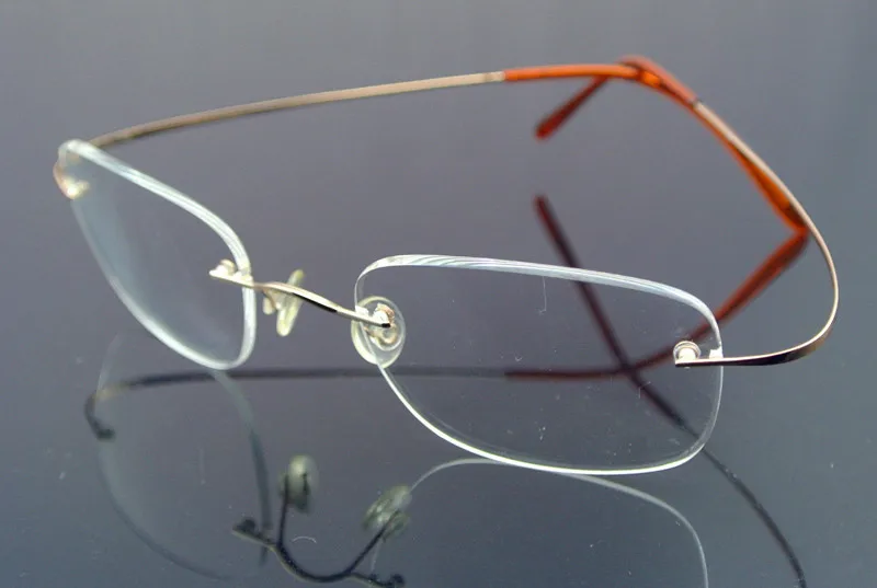 

Memory Titanium Gold Rimless Eyeglass Frames Man Women Light Spectacles Plain Glasses Optical