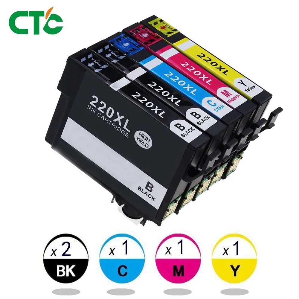

5x 220XL T2201 Cartridges Compatible for Epson WorkForce WF2630 WF2650 2660 XP320 XP420 XP424 WF-2760 Printers