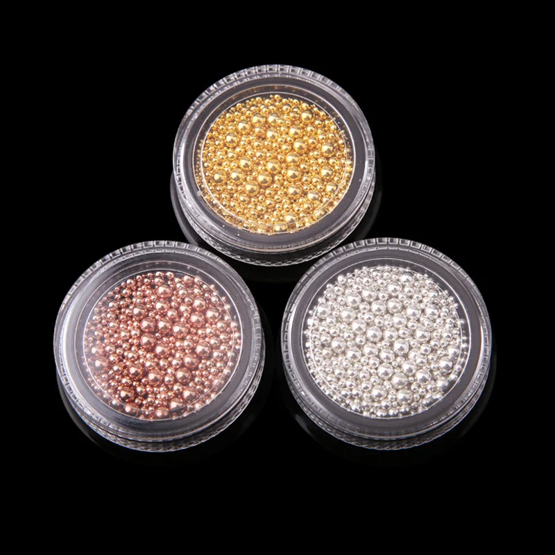 

Nail Art Steel ball metal ball Decoration Metal Beads Golden Silver DIY 3D Nail Art Tools Women Nails Decors FM88