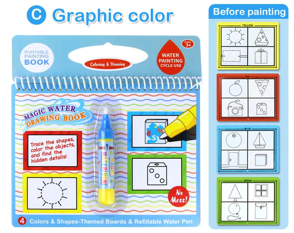 Волшебные Книги для рисования в воде, раскраски, каракули и волшебная ручка, рисование, доска для рисования, Детские DIY игрушки для рисования, подарки на день рождения