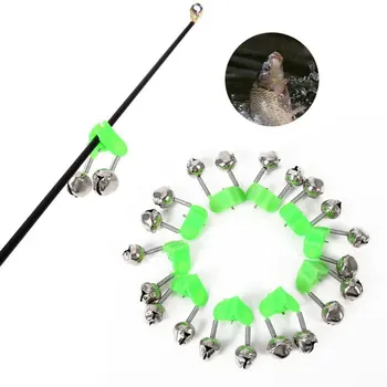 

10 Pcs/Pack Fishing Bite Alarms Fishing Rod Bells Rod Clamp Tip Clip Bells Ring Green ABS Fishing Accessory Sports accessories