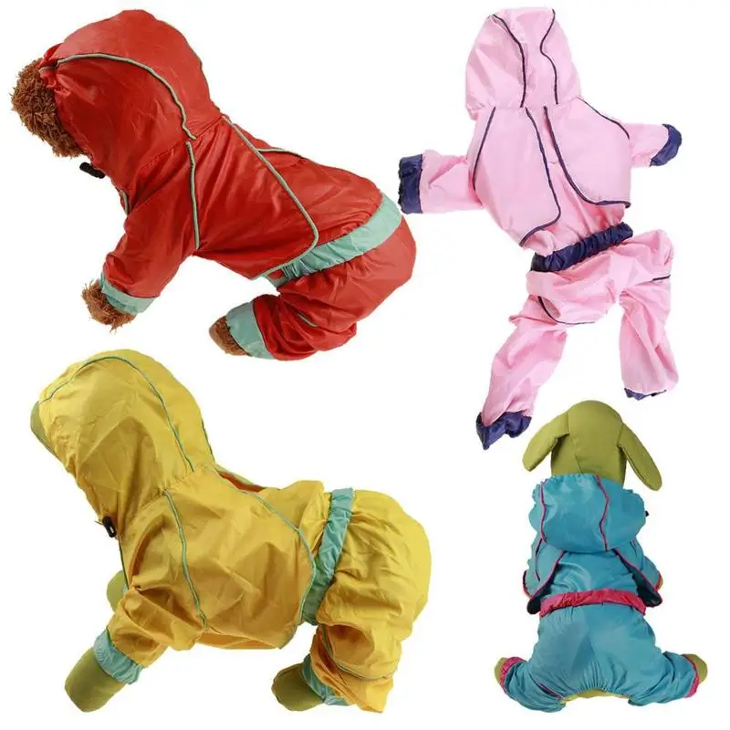 Misterolina Four Leg Raincoat For Dogs Waterproof Hooded Rain Coat Pet Clothes For Large Small