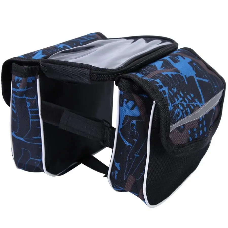 

Double Layer Bike Bags with Reflective Stripes Bicycle Bag Transparent Touch Screen Bicycle Front Tube Bag Cycling Accessory