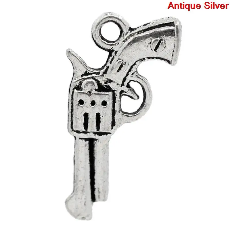 

DoreenBeads Zinc metal alloy Charm Pendants Gun Antique Silver Color Plated 21mm( 7/8") x 11mm( 3/8"), 8 PCs new