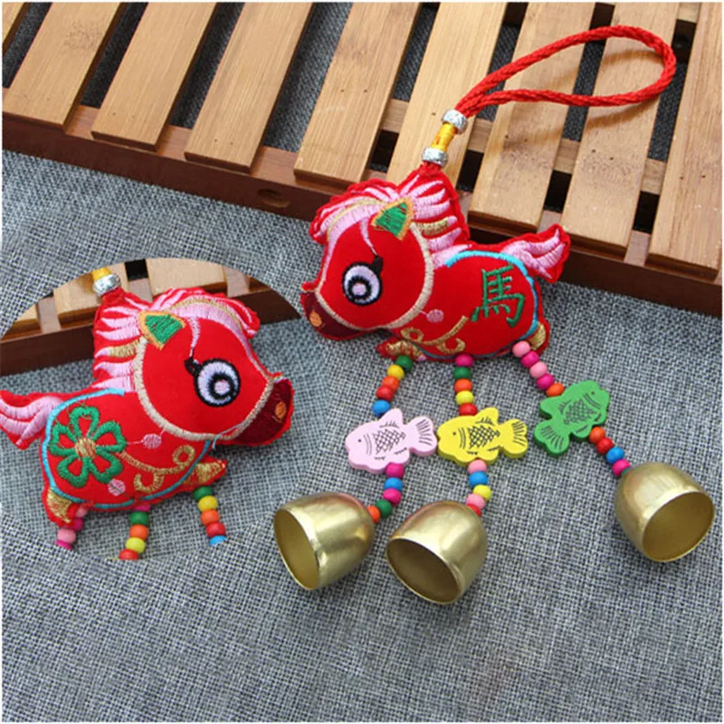 Chinese New Year Of The Pig Stuffed Toy Ethnic Flavor Zodiac Mascot Benediction Child Baby Lucky Pendant Small Bell10