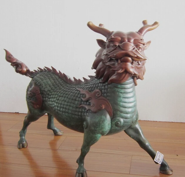 

wholesale factory 19 China Copper Bronze Fengshui Lucky Fu Foo Dog Lion Kirin kylin Unicorn Statue
