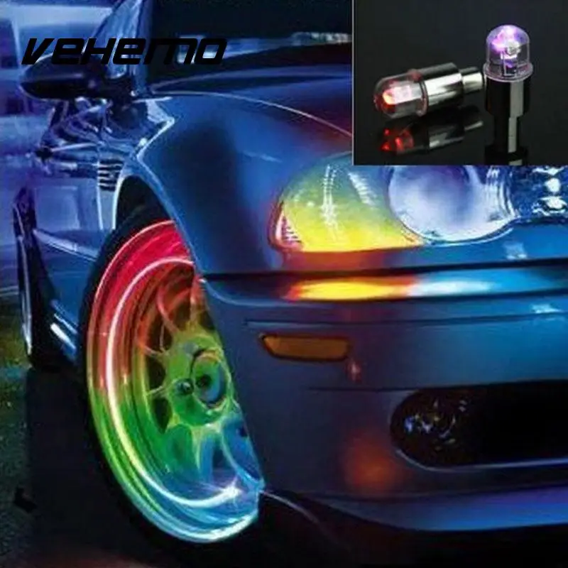 2PCS Multicolor LED Tyre Tire Valve Caps Bike Car Motorcycle Neon Light
