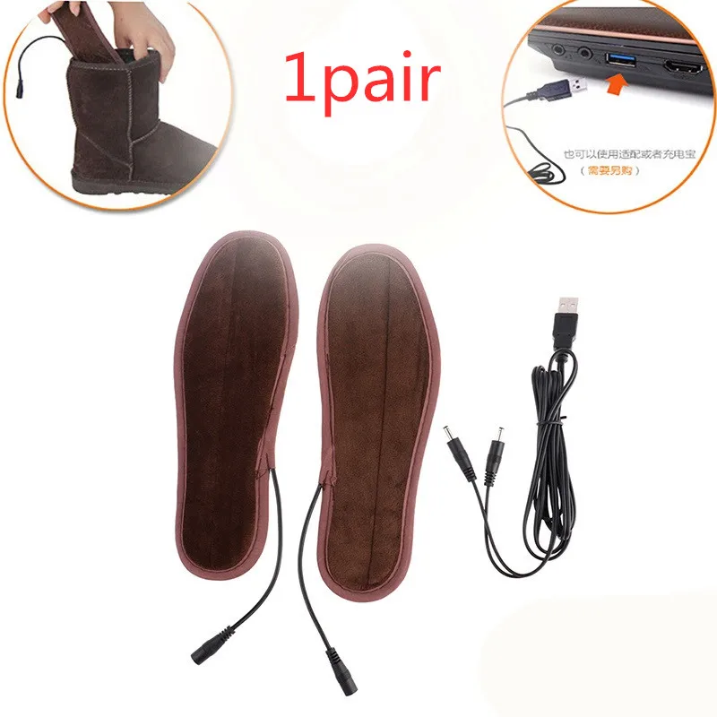 USB Electric Heated Shoe Insoles Feet Massage Heater Pads Winter Warm Insole Foot Massage Multi Size 1pair New