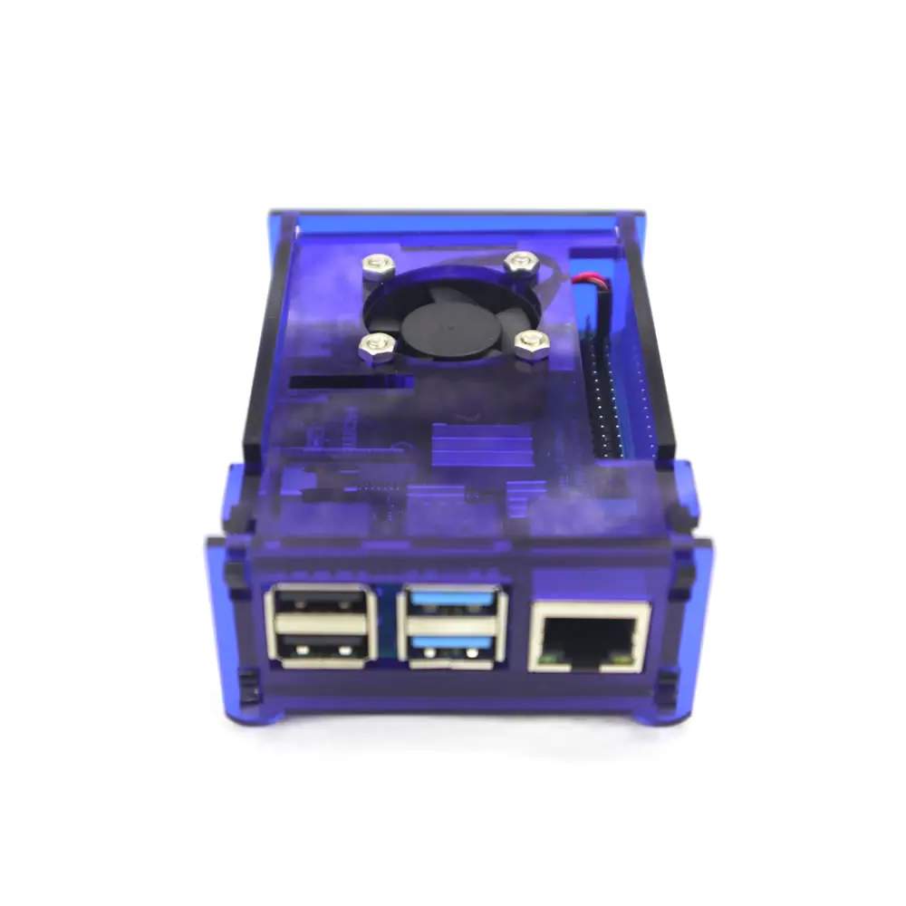 Raspberry Pi 4 синий акриловый чехол Корпус коробка с охлаждающим вентилятором и Медь