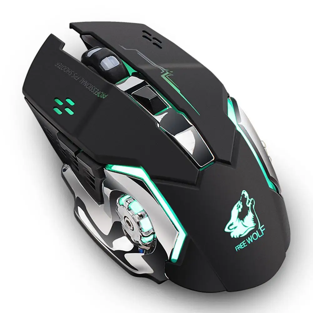 Professional Gaming Mouse Free Wolf X8 Wireless Charging Game Mouse Silent Illuminated Mechanical Mouse High-end Universal - Color: black