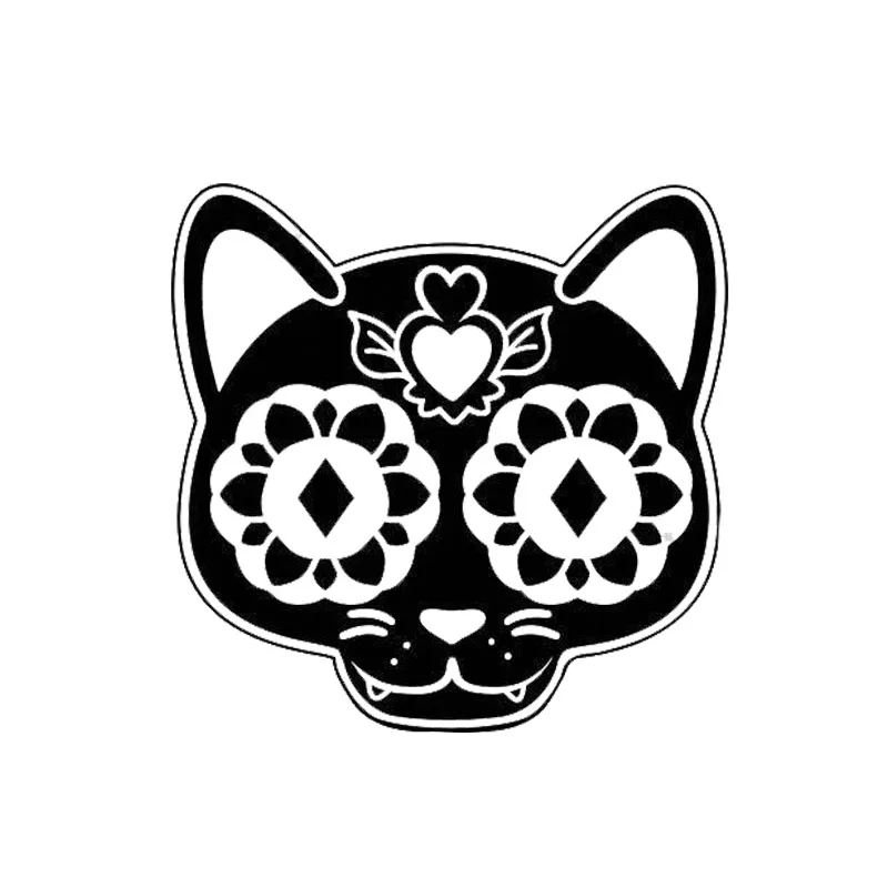 13.3*13.3CM Sugar Skull Cat Creative Cartoon Vinyl Decal Fashion