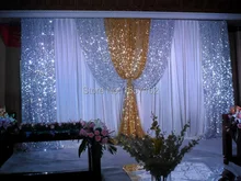 Romance Sequins wedding Backdrop Wholesale Stage Backdrop for Wedding Decoration 10ft*20ft Stage Backdrop with Detachable Swag