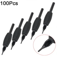 100 шт. Pro Нескользящие одноразовые силиконовые Насадки для татуажа трубы смешанных Размеры ассорти для татуировки Вышивка Крестом Иглы Чашки сцепление наборы 16 мм