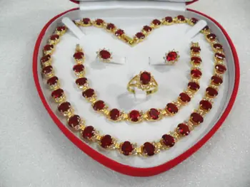 

Wholesale price 16new ^^^^women's charm oriental ruby yellow gold Necklace Bracelet Earring Ring
