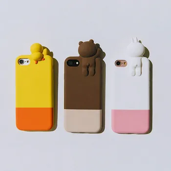 

10pcs/lot 3D Brand Cutie Bear Bunny Doll Silicone Anti-shock Soft Back Cover Case For iPhoneX 8/6s 7plus Skinny Shell Protection