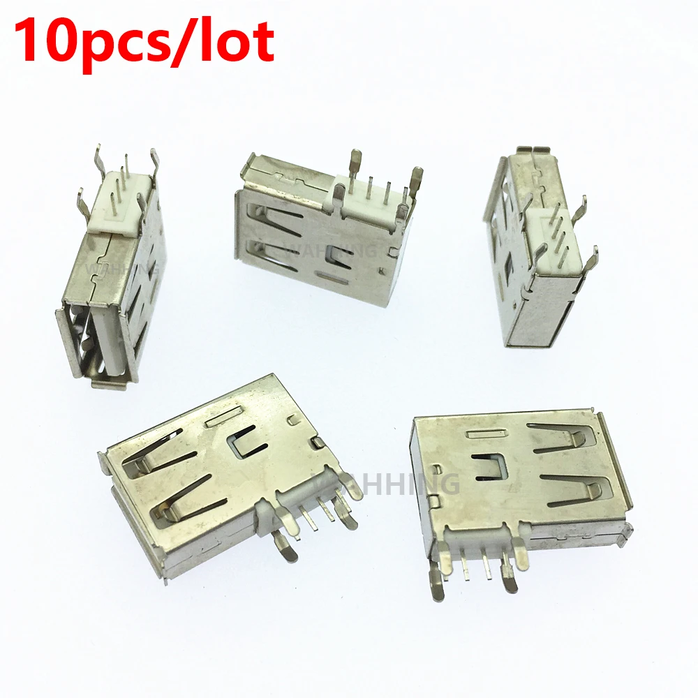 Гнездовой разъем типа А 4 контакта USB 2 0 10 шт. с изгибом рта 90 градусов для передачи