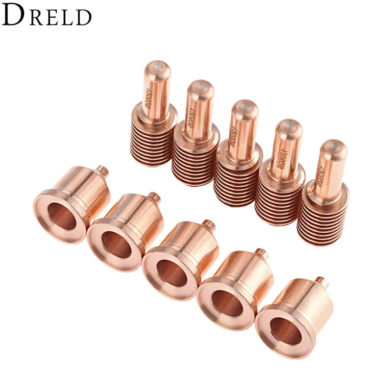 DRELD 10pcs/set 80A Electrode 120926 +Nozzle 120927 Shielded Processes for Plasma Cutting Torch Consumables Welding Supplies DRELD 10pcs/set 80A Electrode 120926 +Nozzle 120927 Shielded Processes for Plasma Cutting Torch Consumables Welding Supplies