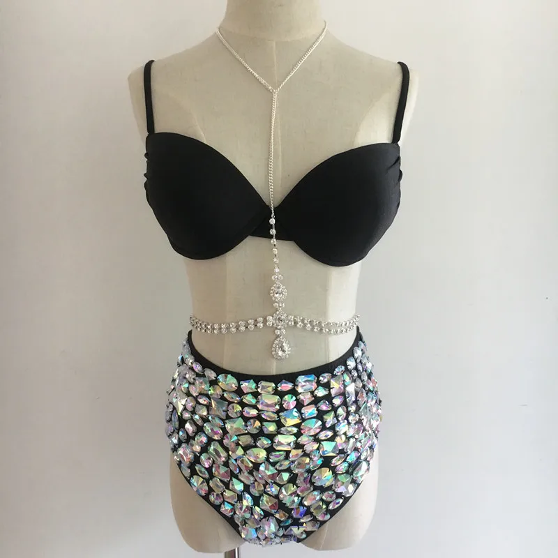 2018 сексуальный роскошный Стразы Бриллиантовый Купальник с высокой талией