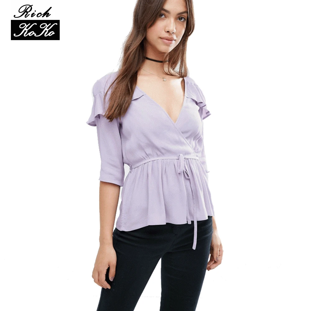 Online Buy Wholesale ruffle front blouse from China ruffle