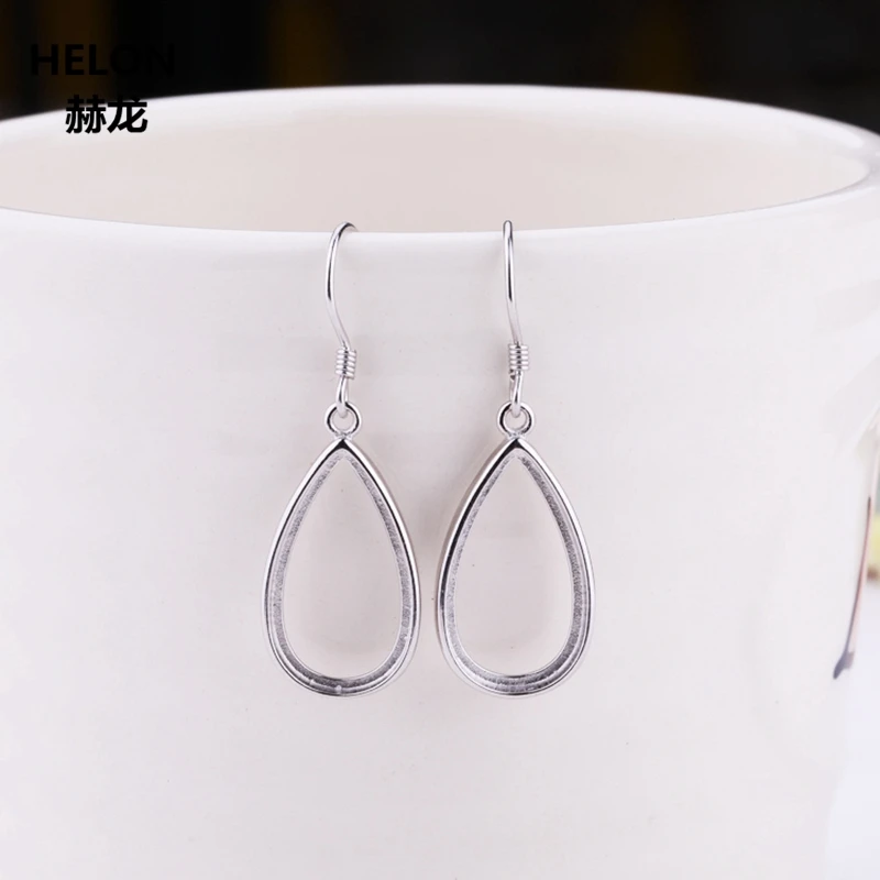 

925 Sterling Silver Semi Mount Hook Earrings for Amber Lapis Lazuli Setting Fine Jewelry Women Earrings Setting DIY Stone