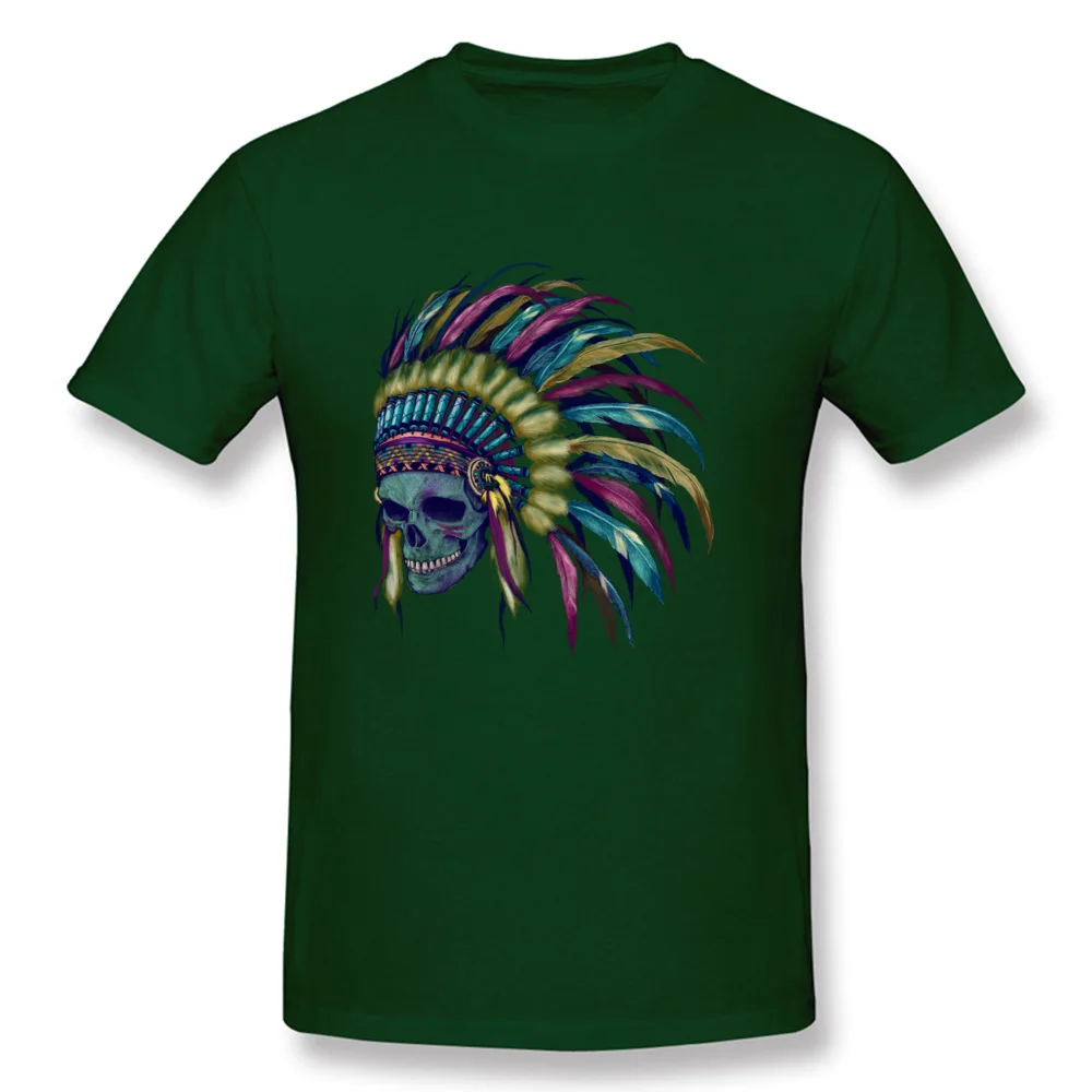 Native Skull Headdress Tops & Tees Wholesale Crewneck Birthday Short Sleeve Cotton Men T Shirts Normal Tops Tees Native Skull Headdress dark