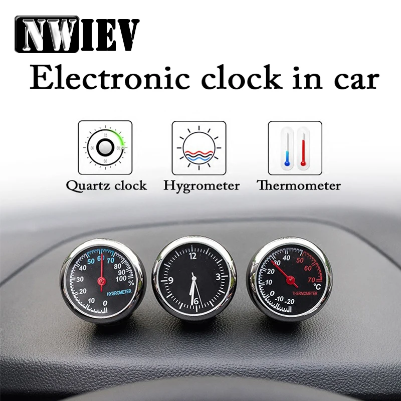 

NWIEV For Abarth Fiat 500 BMW E60 E36 E34 Mercedes Benz W204 Volvo XC90 Car Clock Thermometer Hygrometer Ornaments Accessories