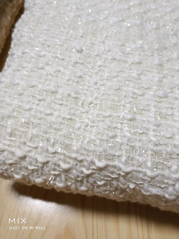 

free ship tweed fabric milk white with silver line weaved price for 1.5 meters long,1.5 meters wide
