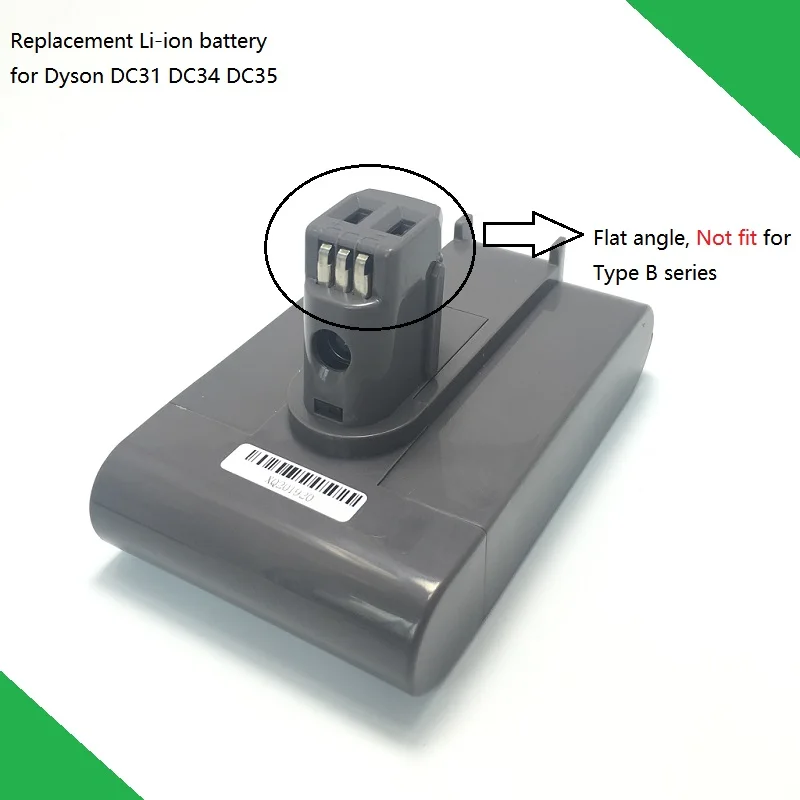 

22.2V 3000mAh Replacement Li-ion Battery For Dyson DC31 DC34 DC35 Vacuum Cleaner with Flat Angle fit for TYPE B