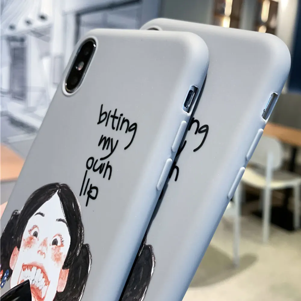 Чехол для телефона RAXFLY Funny Girl для iphone 7 8 6 X XR XS Max серый мягкий чехол из ТПУ для iphone 6 6S 7 8 Plus задняя крышка чехол Fundas