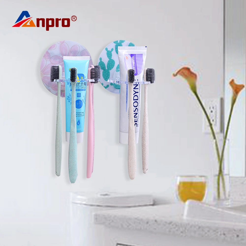 

Anpro 1PC Multi- slot Toothbrush Holder Toothpaste Facial Cleanser Storage Rack Shaver Toothpaste Dispenser Bathroom Organizer