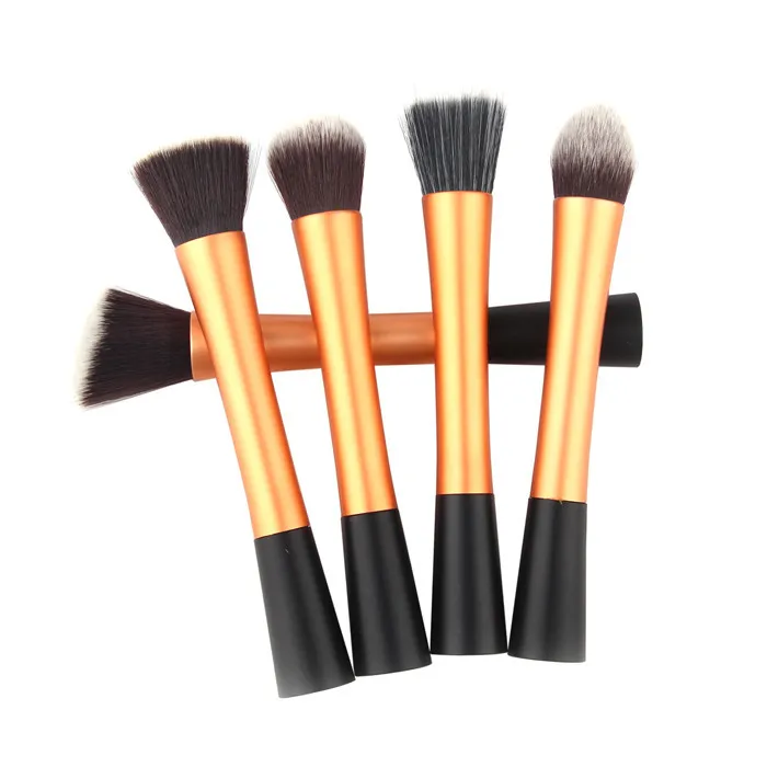 

hot Sale High Quality 5 pieces Super soft Taklon hair Golden makeup brush set rose gold kabuki kit for makeup cosmetic brush