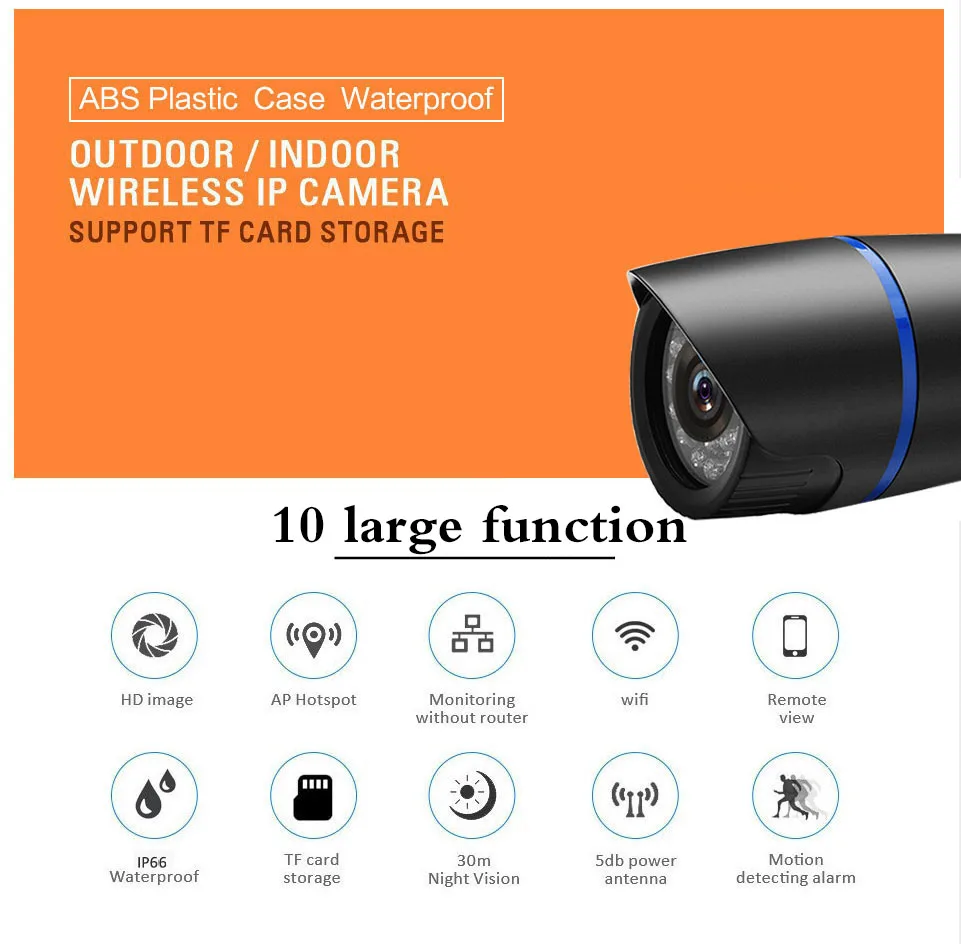 Наружная wifi камера 1080P 720P ONVIF Беспроводная P2P CCTV цилиндрическая ip-камера Водонепроницаемая аудио запись слот для карты SD Yoosee App