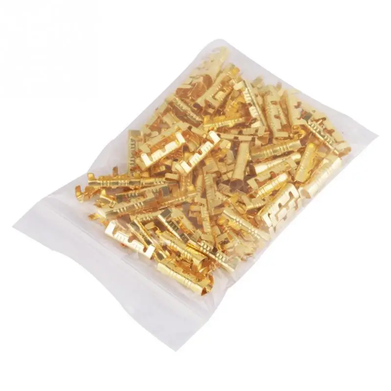 100Pcs Brass Crimp Terminals Quick Connect Wiring Terminals Brass Crimp