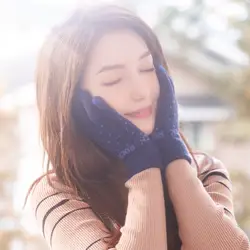 Модные зимние женские перчатки милые перчатки с сенсорным экраном теплые зимние вязаные перчатки