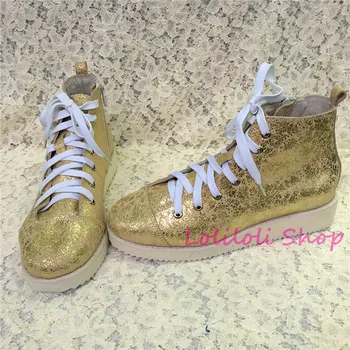 

Princess sweet lolita shoes Lolilloliyoyo antaina Japanese design shoes custom golden further flat high-top shoes yd001-2