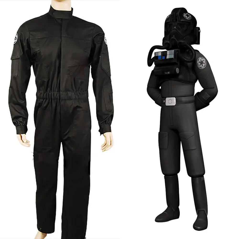 

Star Wars Cosplay Imperial Tie Fighter Pilot Cosplay Costume Black Flight Suit Uniform Jumpsuit Halloween Costume Full Suit