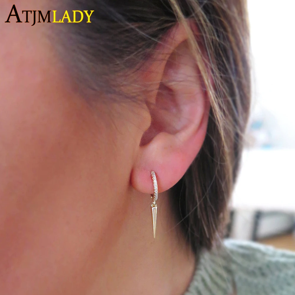 

gold filled Earrings Punk Spike Fashion Jewelry for Women Brincos 2019 New latest cubic zirconia delicate simple earring hoops