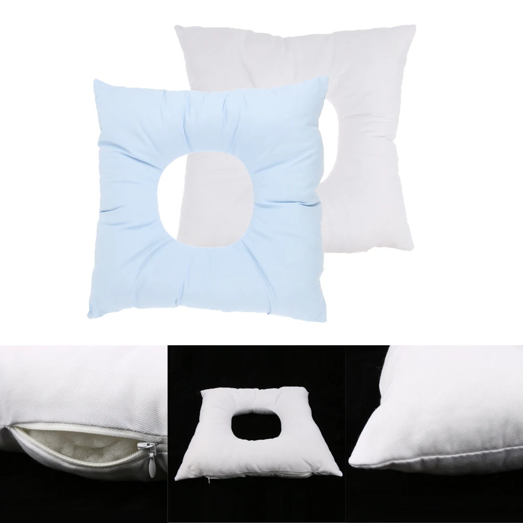 2pcs Reusable Washable Foam Massage Bed Face Cradle Cushion Pillows Blue White