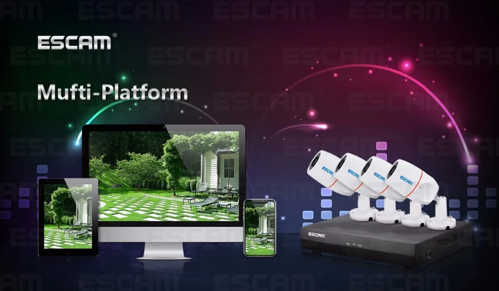 ESCAM PNK405 HD 1080p 4CH POE NVR система безопасности с детектором движения, сигнальная запись, ONVIF IP66 Водонепроницаемая ИК камера