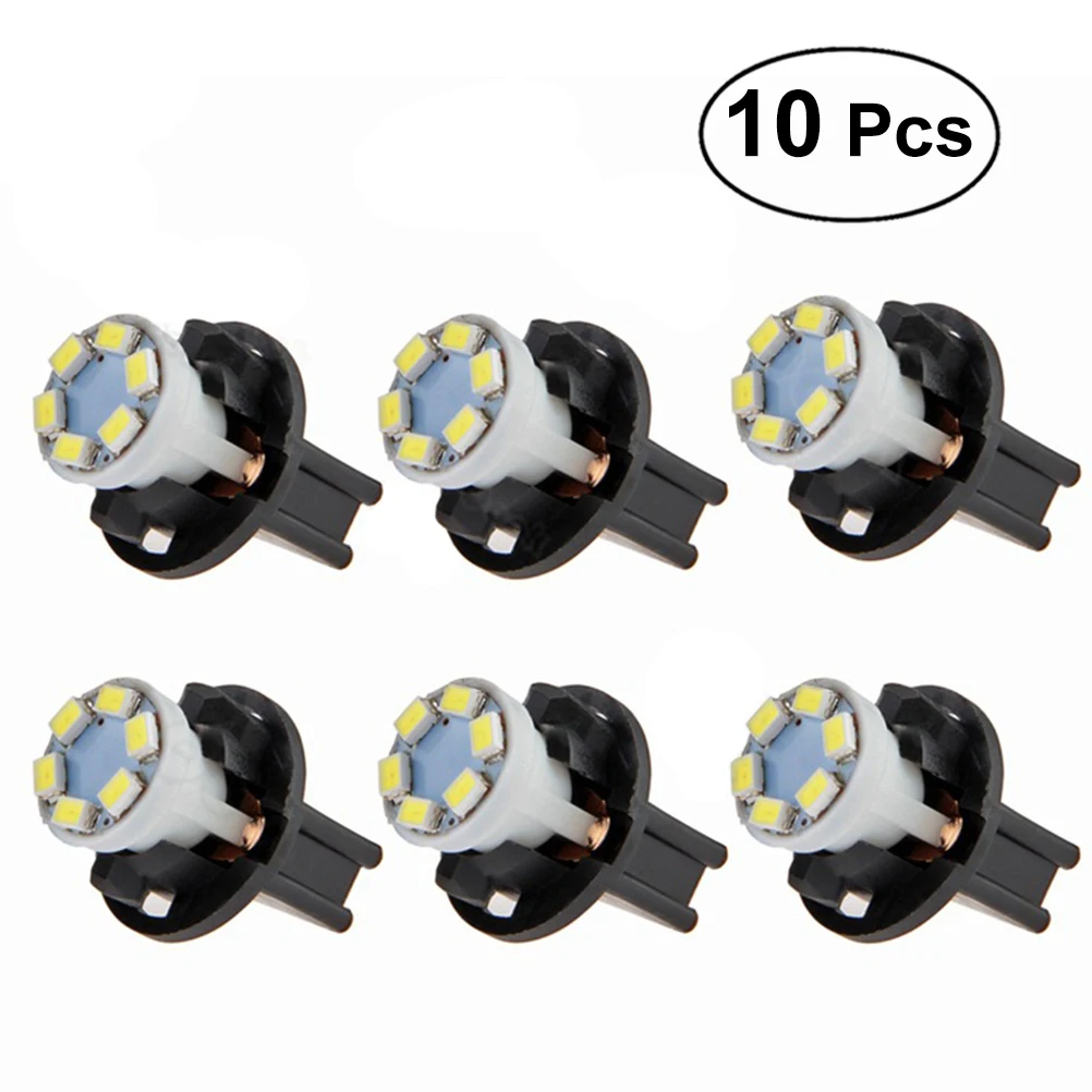 

10 PCS 12V T10 SMD 1210 6 LEDs Twist Socket Instrument Panel Light LED Gauge Cluster Bulbs Dashboard Lamp with Holder (White)