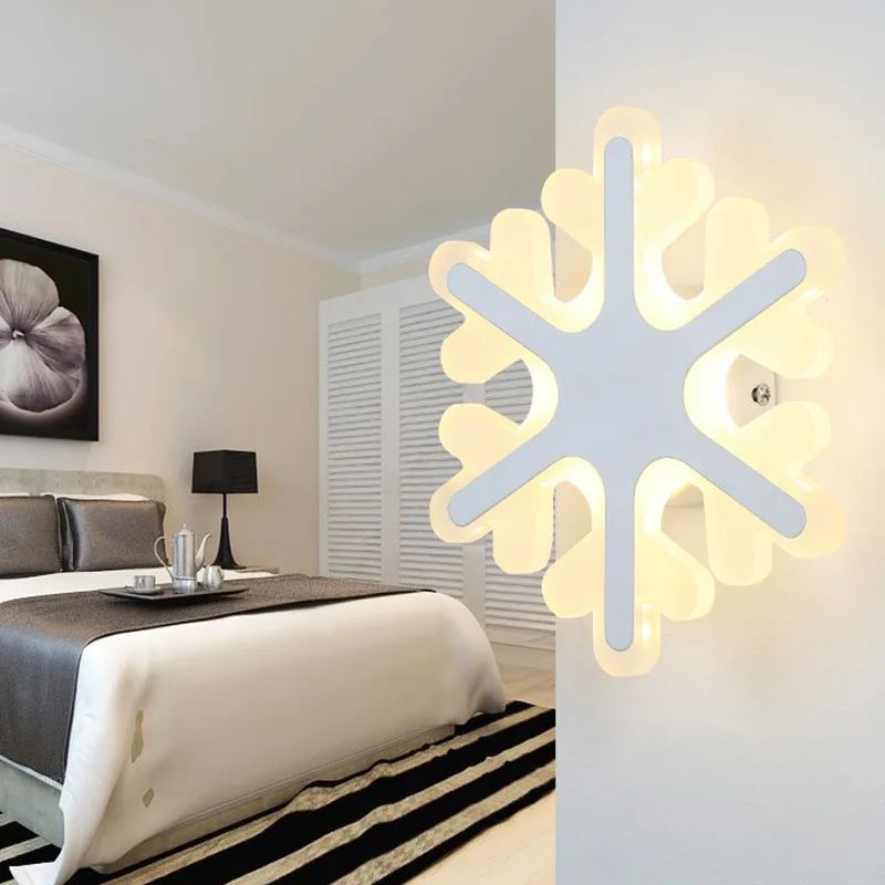 

Modern Bedroom Bedside LED Wall Lamp Creative Aisle Kitchen Children Room Snow Acrylic Lamp Cafe Light Free Shipping