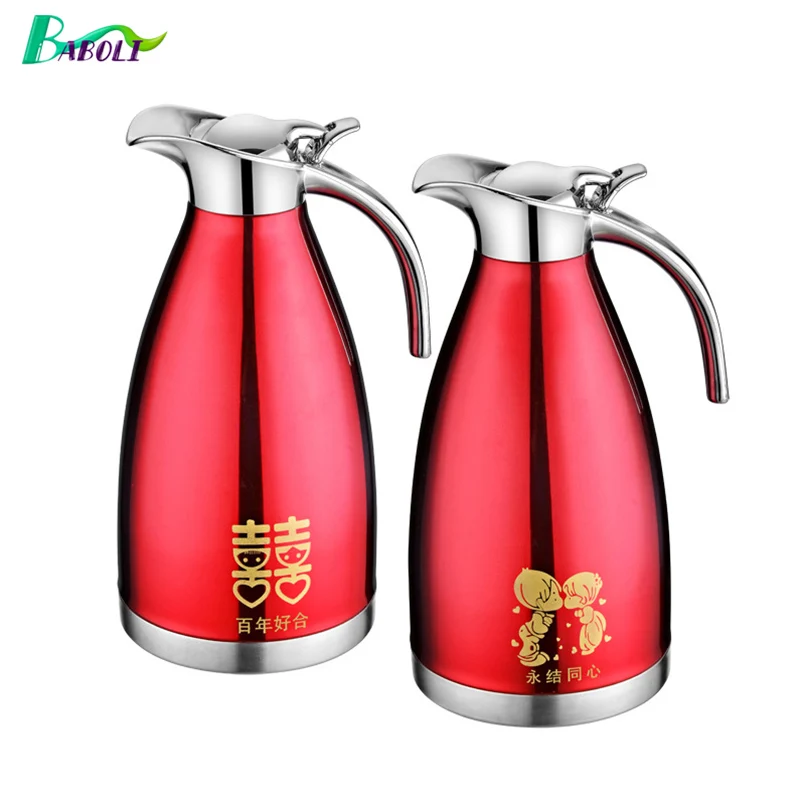 

2L European Style Stainless Steel Vacuum Kettle Thermal Bottle Wedding Gift Tea Coffee Pot Container Household Tableware