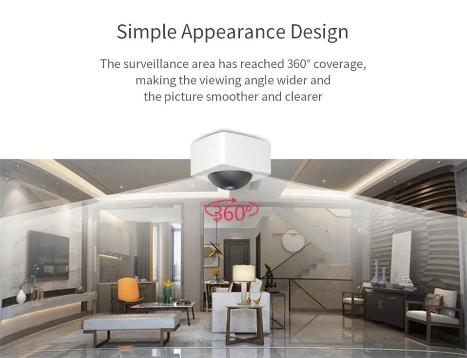 3Xiaomi Mijia XiaoVV Smart Panoramic IP Camera HD 1080P 360° Panoramic AI Humanoid Detection Night Version Work to Mi Home App