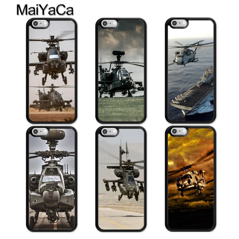 

MaiYaCa Military Helicopter Plane Phone Case For iPhone 7 8 6 6s Plus X 5 5s SE Cover TPU Black Capa For iPhone XR XS Max